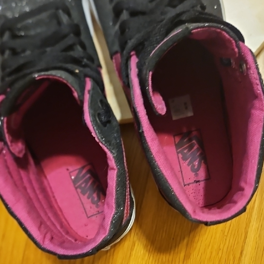 VANS Silver Glitter Sparkle Black Fuschia SK8 Hightop Shoes Unisex Mens 9.5 - Picture 11 of 12